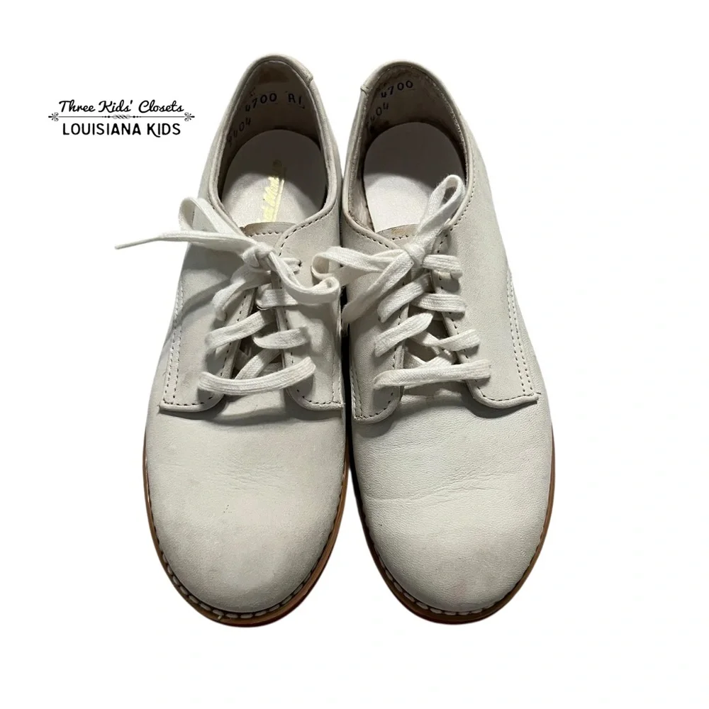 Footmates 12C Boys Cream Leather Saddle Oxford Lace-Up Dress Shoes